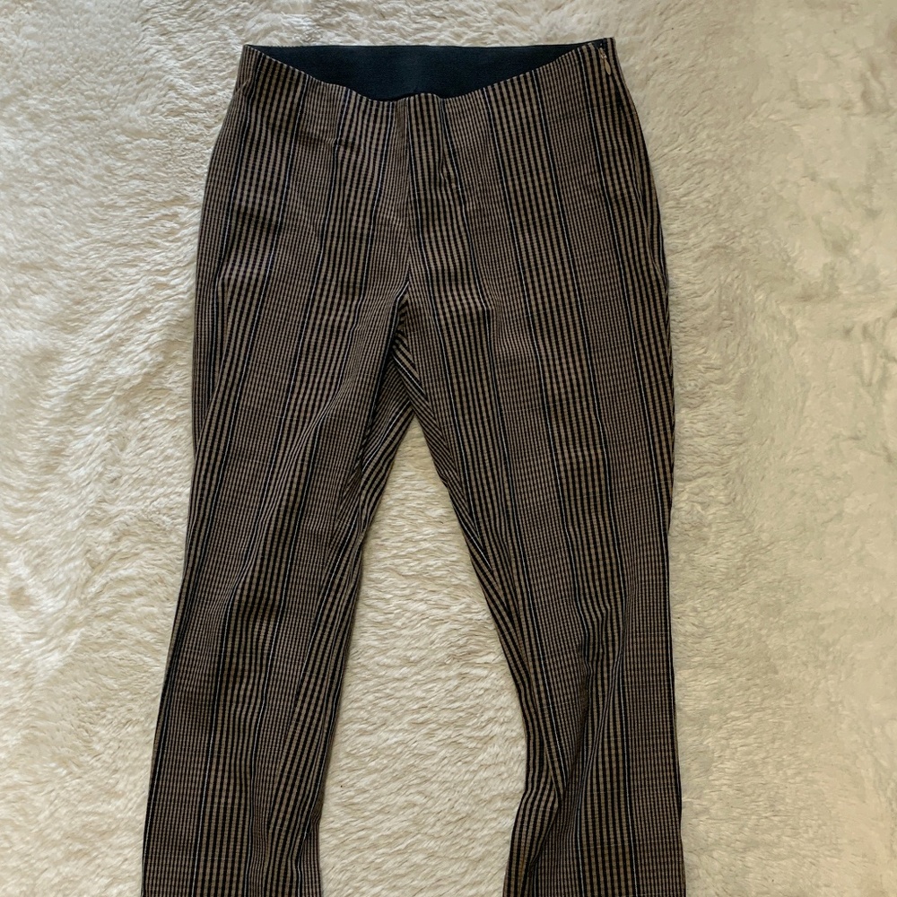 A New Day Brown Plaid Side Zip Stretch Dress Pants Skinny Ankle Women’s Size 4 R